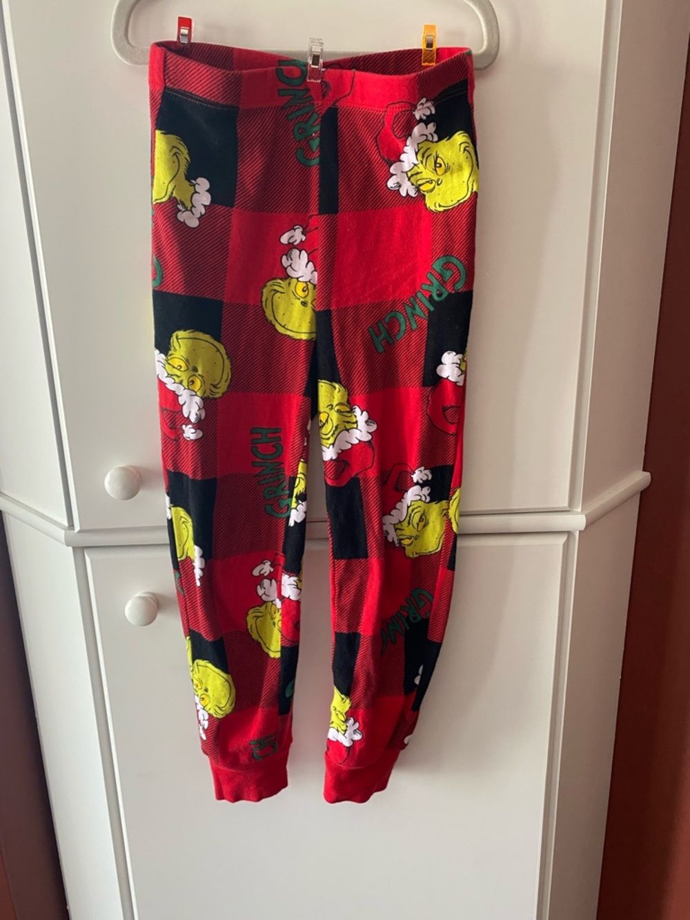 Joe Fresh Red and Black Plaid Grinch Pajama Bottoms